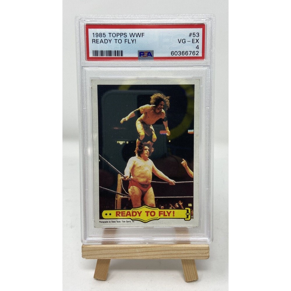 1985 TOPPS WWF #53 ANDRE THE GIANT & Jimmy Snuka READY TO FLY! - PSA 4 - Pop 1!